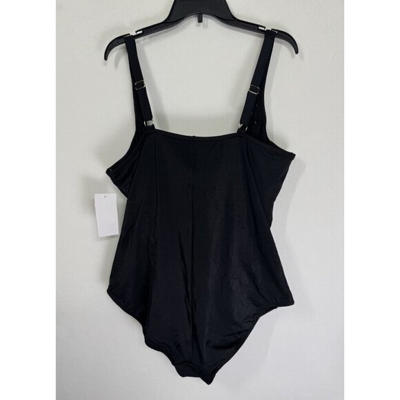 NWT Swimsuits for All One Piece Swimsuit Womens 26 Black V-Neck Shelf Bra Lined - Picture 6 of 13